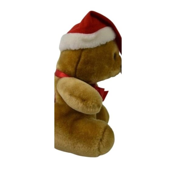 Vintage Sasco Christmas Teddy Bear Plush Stuffed Animal With Santa Hat & Red Bow - Picture 6 of 14